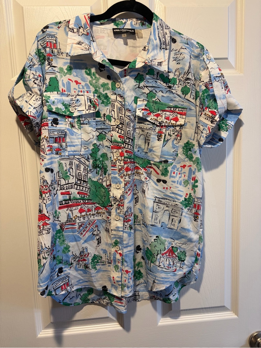 Karl Lagerfeld Multicolor Scenic Print Short-Sleeve Shirt